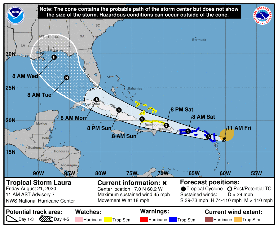 Tropical Storm Laura Track